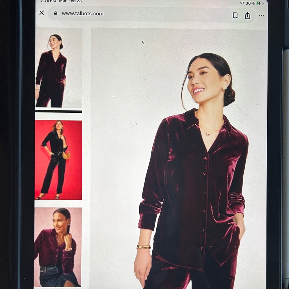 Talbots Burgundy Velvet Blouse